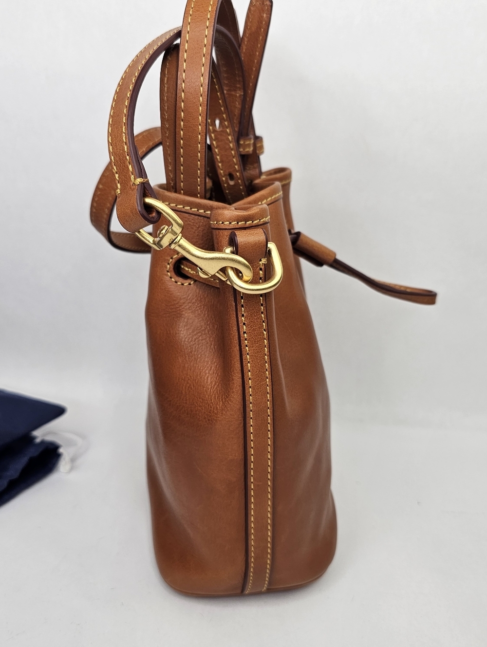 Dooney & Bourke Florentine Leather Drawstring Bucket Bag Purse - Picture 4 of 13